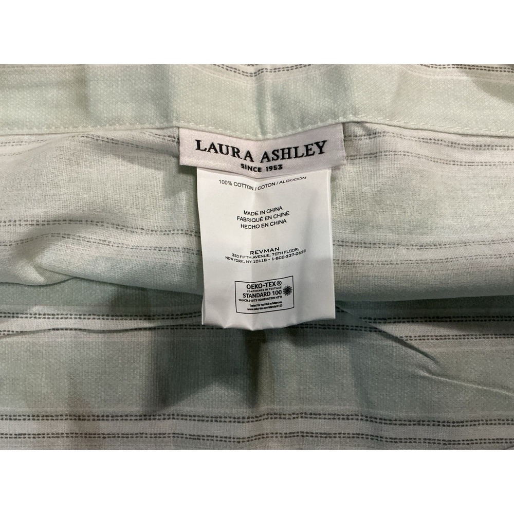 Pair Of Laura Ashley EURO Pillow Shams Light Sage Green/White Stripe Pattern